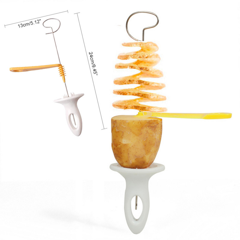 Pasukite bulvių pjaustyklę iš nerūdijančio plieno susuktos spiralinės bulvių griežinėlių pjaustyklės sūkurinis „pasidaryk pats“ vadovas Kūrybiški virtuvės įtaisų priedai