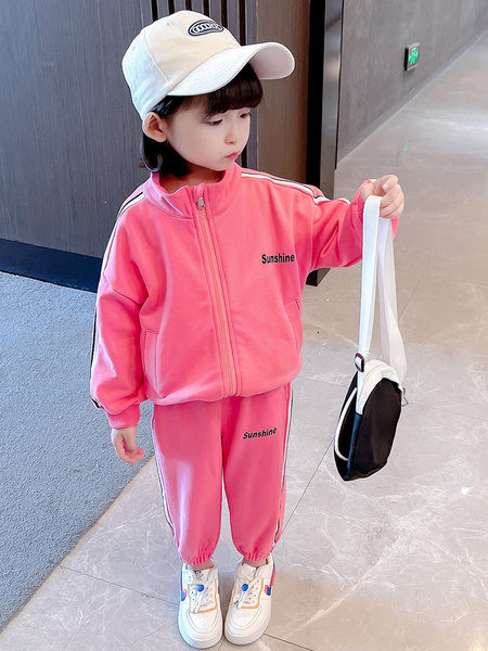 Set copii din doua piese cu fermoar si inscriptie pentru fete