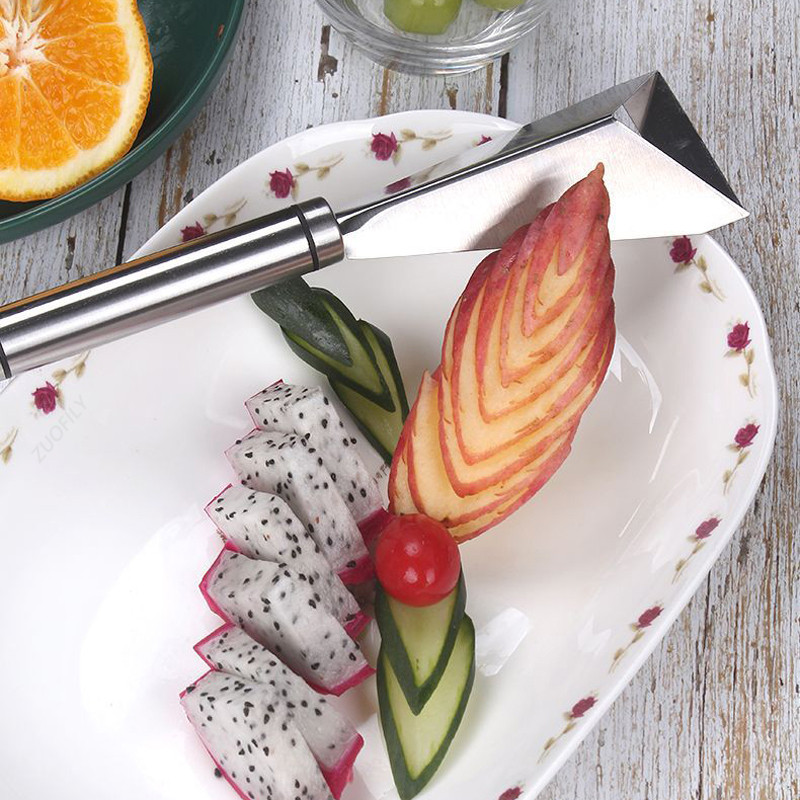 1 vnt. nerūdijančio plieno vaisių drožimo peilis trikampis obuolių dryžuotas agurkų pjaustyklė daržovių pjaustyklė virtuvės įrankis Viešbučių prietaisai