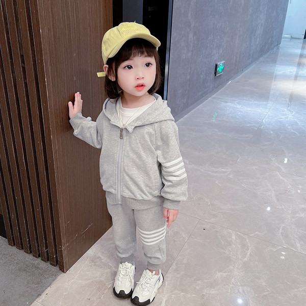 Mergaičių dviejų dalių džemperis ir kišeninis sportinis komplektas