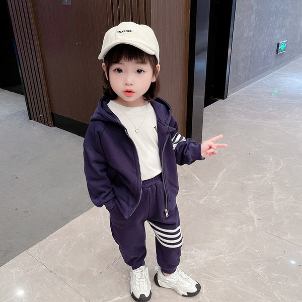 Mergaičių dviejų dalių džemperis ir kišeninis sportinis komplektas