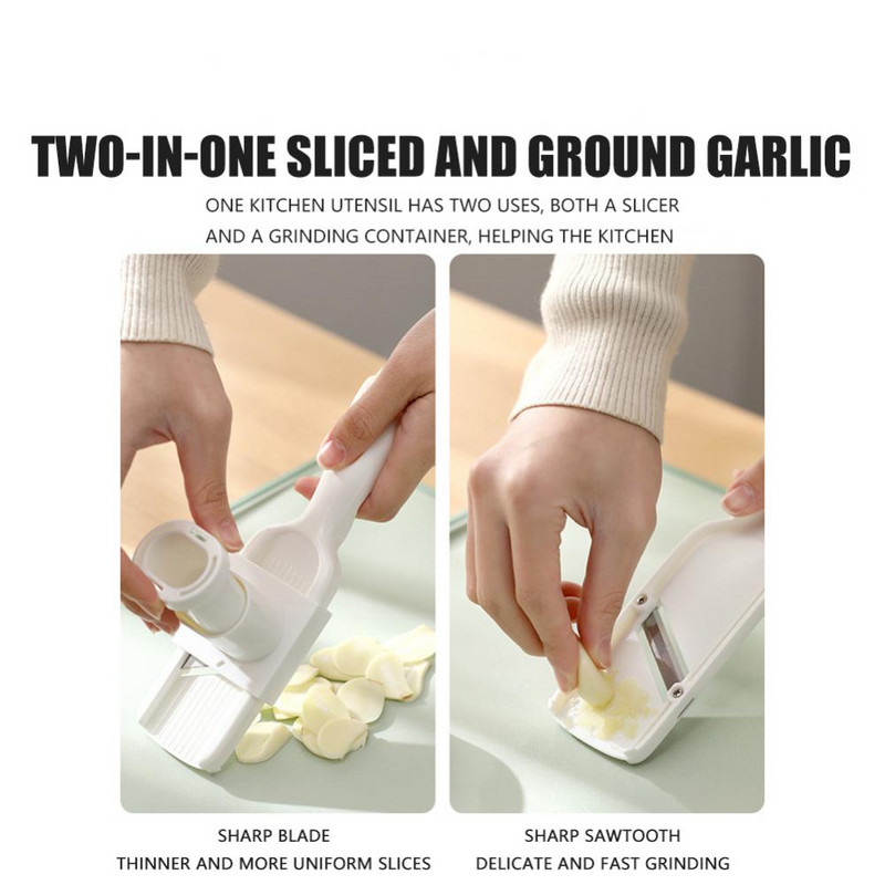Tăiător de legume 2 în 1 Tăiător de legume Tăiere manuală Măcinat usturoi Leneș cu două fețe Tocător de legume Dispozitive de bucătărie