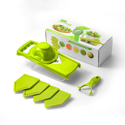 Daržovių pjaustyklės rankinis daugiafunkcinis vaisių pjaustyklės trintuvas, nutekėjimo krepšelio pjaustyklės Įtaisas, reguliuojamas virtuvės priedai