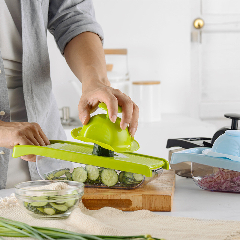 Daržovių pjaustyklės rankinis daugiafunkcinis vaisių pjaustyklės trintuvas, nutekėjimo krepšelio pjaustyklės Įtaisas, reguliuojamas virtuvės priedai