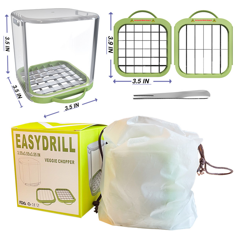 Višenamjenski rezač povrća Ručni rezač povrća za mrkvu, krumpir, rajčicu, luk, sjeckalica, kockice, alati za salatu, povrće i voće