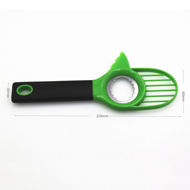 Tăiător de avocado 3 în 1 cu mâner de prindere din silicon Dispărător de miez pentru avocado Shea Cutter Cuțit de tăiat Cuțit multifuncțional pentru fructe