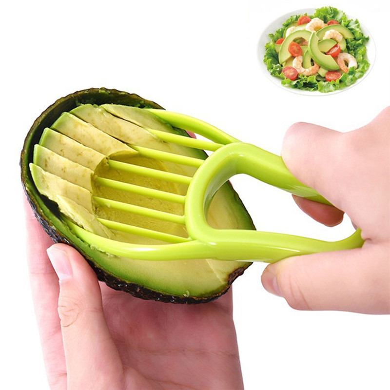 Tăiător de avocado 3 în 1 cu mâner de prindere din silicon Dispărător de miez pentru avocado Shea Cutter Cuțit de tăiat Cuțit multifuncțional pentru fructe