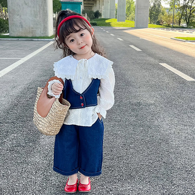 Vaikiškas džinsinis rinkinys mergaitei, dviejų dalių rinkinys