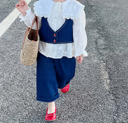 Vaikiškas džinsinis rinkinys mergaitei, dviejų dalių rinkinys