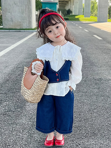 Vaikiškas džinsinis rinkinys mergaitei, dviejų dalių rinkinys