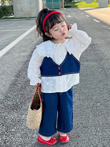 Vaikiškas džinsinis rinkinys mergaitei, dviejų dalių rinkinys