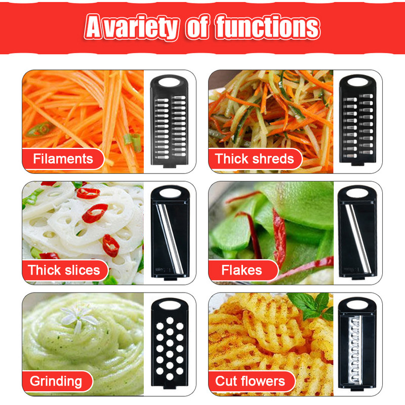 Daržovių pjaustyklė daržovių pjaustyklėms Bulvių skustukas Daugiafunkcis morkų vaisius 6 viename Įtaisai Virtuvės reikmenys Rinkinys Įrankiai