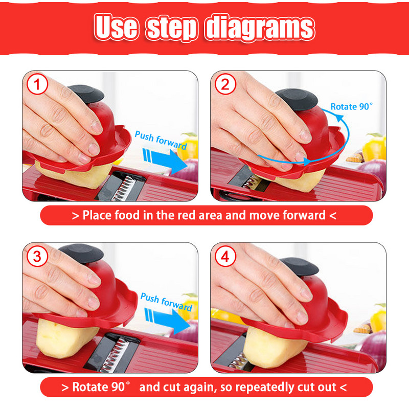 Daržovių pjaustyklė daržovių pjaustyklėms Bulvių skustukas Daugiafunkcis morkų vaisius 6 viename Įtaisai Virtuvės reikmenys Rinkinys Įrankiai