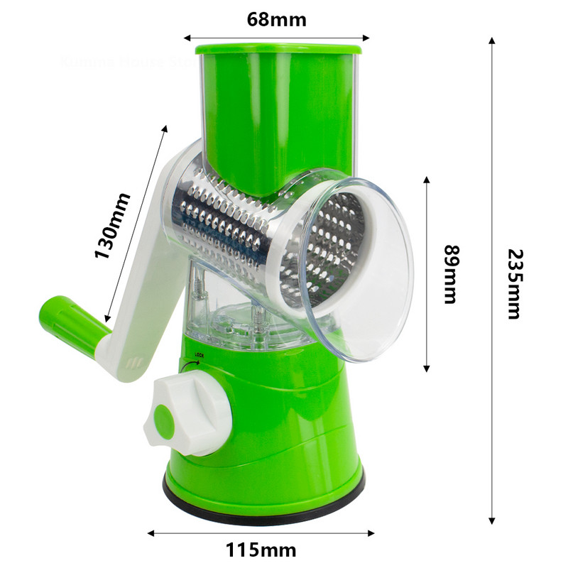 Daržovių pjaustyklė Rankinis vaisius virtuvės įrankiai Tarkas Daržovių smulkintuvas 3 viename apskritimas Bulvių morkų spiralizatorius namų įtaisas