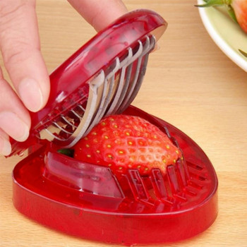 Strawberry Slicer Fruit Cutter Εργαλείο κοπής σαλάτας από ανοξείδωτο ατσάλι Strawberry cutter Fruit Slicer φορητό Gadgets κουζίνας