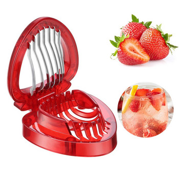 Strawberry Slicer Fruit Cutter Εργαλείο κοπής σαλάτας από ανοξείδωτο ατσάλι Strawberry cutter Fruit Slicer φορητό Gadgets κουζίνας