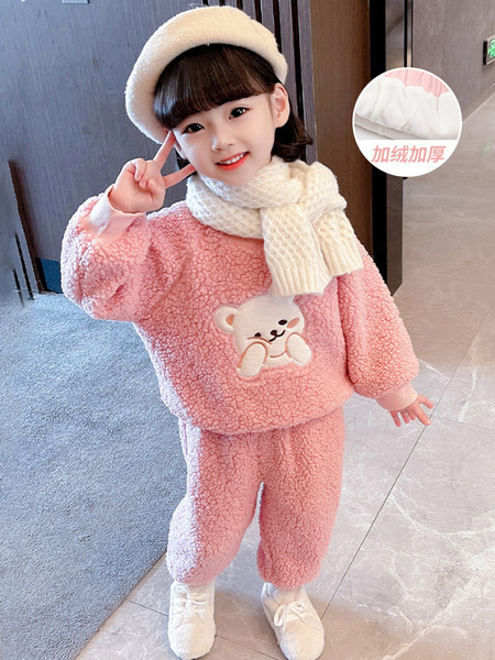 Zimski dvodijelni komplet hlača i bluze s aplikacijama za djevojčice