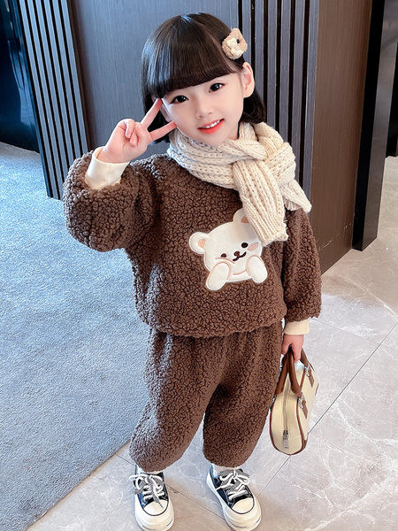 Zimski dvodijelni komplet hlača i bluze s aplikacijama za djevojčice