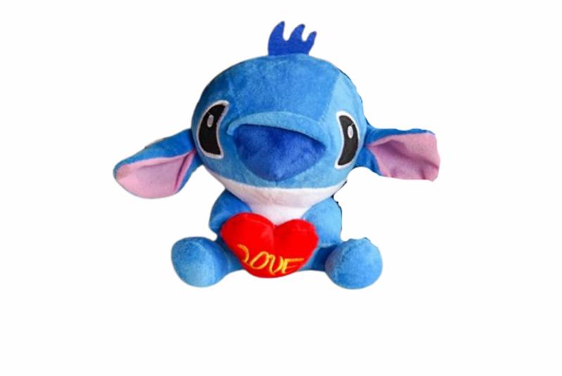 Играчка Stitch, Стич със сърце, Плюшен, Син, 22х23 см