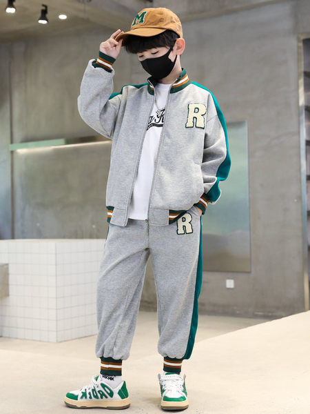 Set sport pentru copii pentru baieti cu fermoar si guler