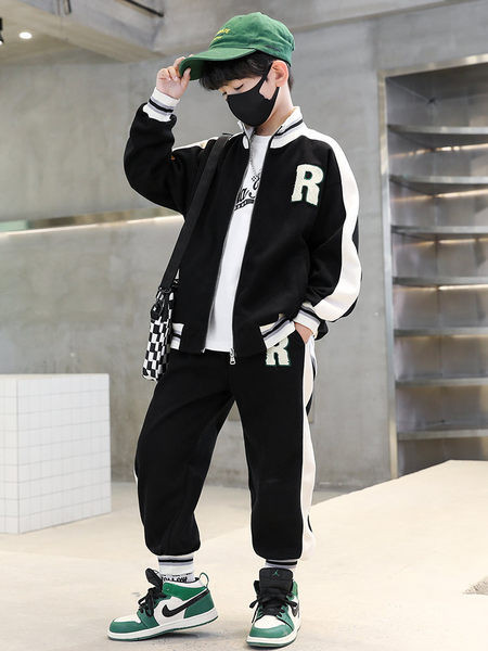 Set sport pentru copii pentru baieti cu fermoar si guler