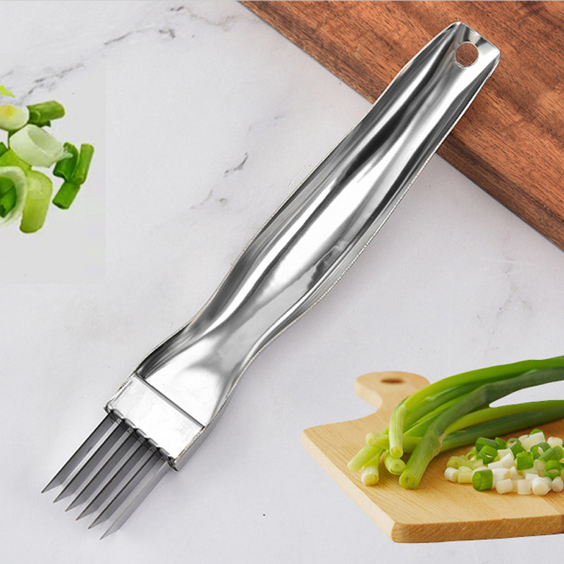 Virtuvės daugiafunkcis svogūnų peilių pjaustytuvas daržovių įrankis smulkintuvas Aštrus nerūdijantis susmulkintas žaliųjų svogūnų peilis pjaustyklė