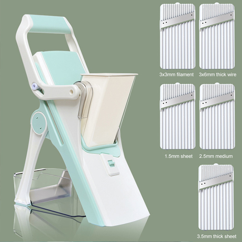 5 viename daržovių pjaustyklė Mandolino pjaustyklė Rankinė maisto smulkintuvas Vaisių bulvių agurkų morkų mėsos pjaustyklė smulkintuvas Ninja saugus gabalas