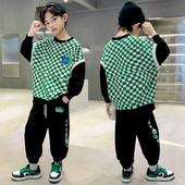 Set casual de pantaloni și bluză cu cravată pentru băieți