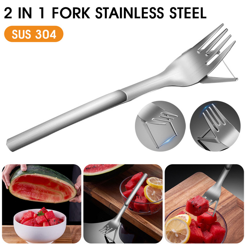 Furculiță pentru pepene verde Cuțit pentru tăiat Fructe Pepene Pepene Unelte din oțel inoxidabil Taiere pepene verde Accesorii pentru cuburi de pepene verde