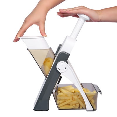 Virtuves piederumi Mandoline Slicer, ONE FOR ALL. Dārzeņu šķēle, pārtikas smalcinātājs, griezējs, augļu griešana, fry, Julinner