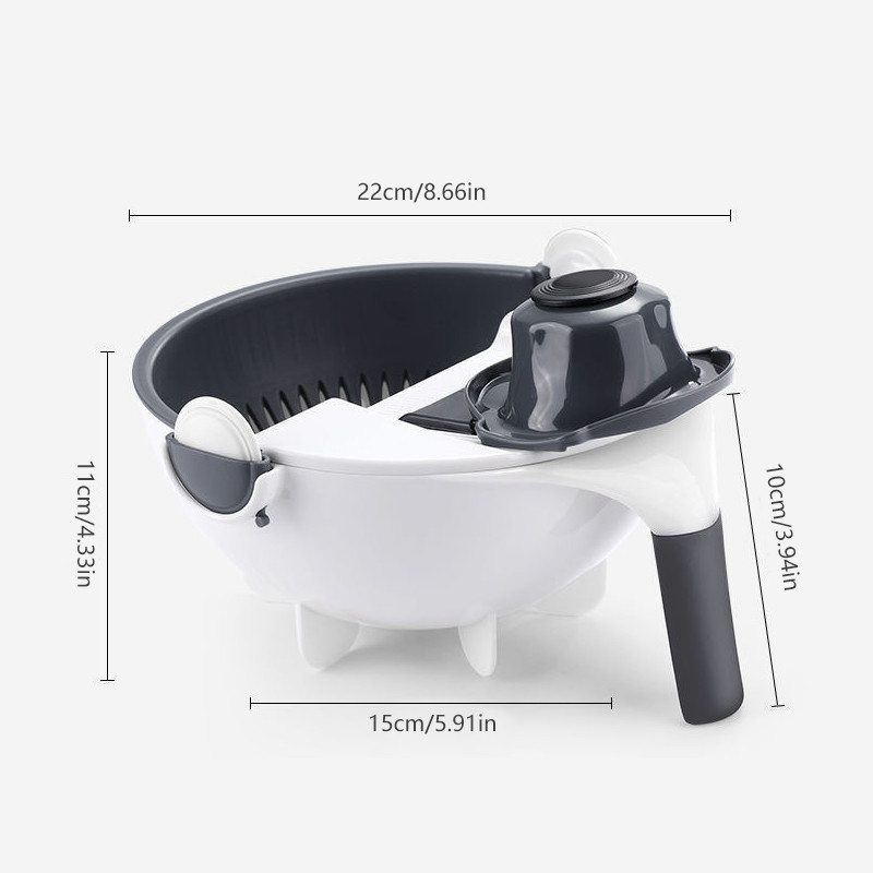 Kitchen Magic Višenamjenski rotirajući rezač povrća s košarom za odvod Kuhinjski sjeckalica voća Rende Alati za rezanje