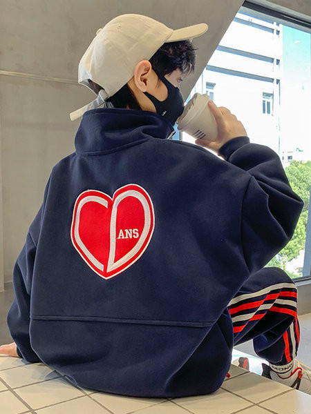 Set sport din doua piese pentru baieti cu fermoar si guler inalt