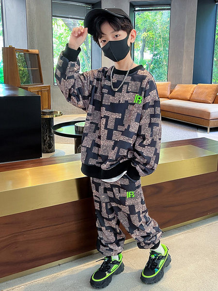 Set pantaloni și bluze cu imprimeu casual pentru băieți