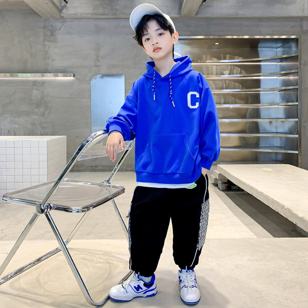 Set nou de toamna pentru copii din doua piese cu gluga si o parte din denim