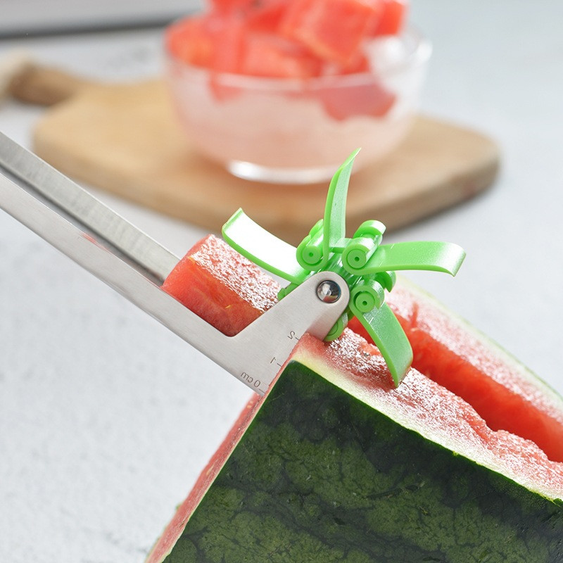 Tăiător de pepene verde Corer de fructe de pepene galben Instrument de tăiat din oțel inoxidabil Mașină de tăiat cuburi de moara de vânt Accesorii pentru decorarea bucătăriei