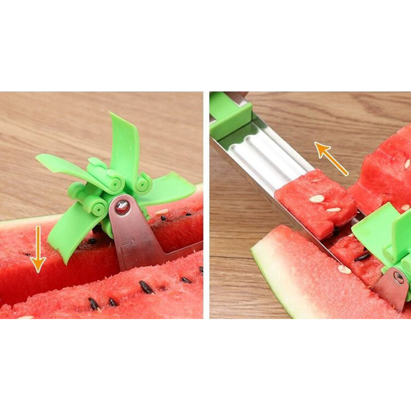 Tăiător de pepene verde Corer de fructe de pepene galben Instrument de tăiat din oțel inoxidabil Mașină de tăiat cuburi de moara de vânt Accesorii pentru decorarea bucătăriei