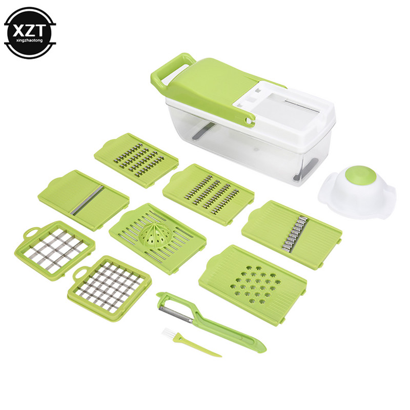 12db/készlet 8 Az 1-ben Multifunkcionális Zöldségvágó Burgonyaszeletelő Sárgarépareszelő Konyhai Kiegészítők Kütyük Acélpenge konyhai eszköz