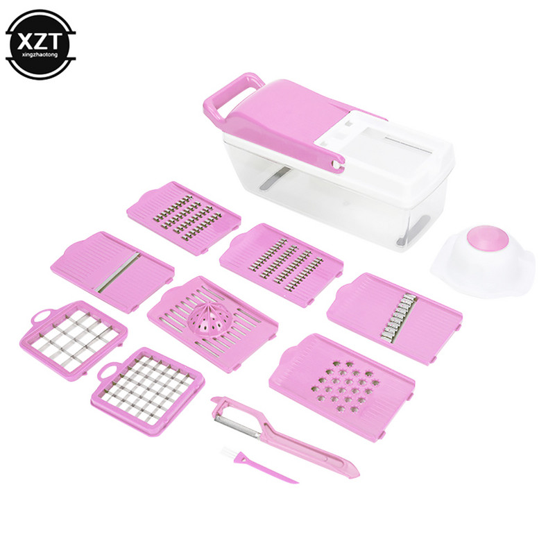 12db/készlet 8 Az 1-ben Multifunkcionális Zöldségvágó Burgonyaszeletelő Sárgarépareszelő Konyhai Kiegészítők Kütyük Acélpenge konyhai eszköz