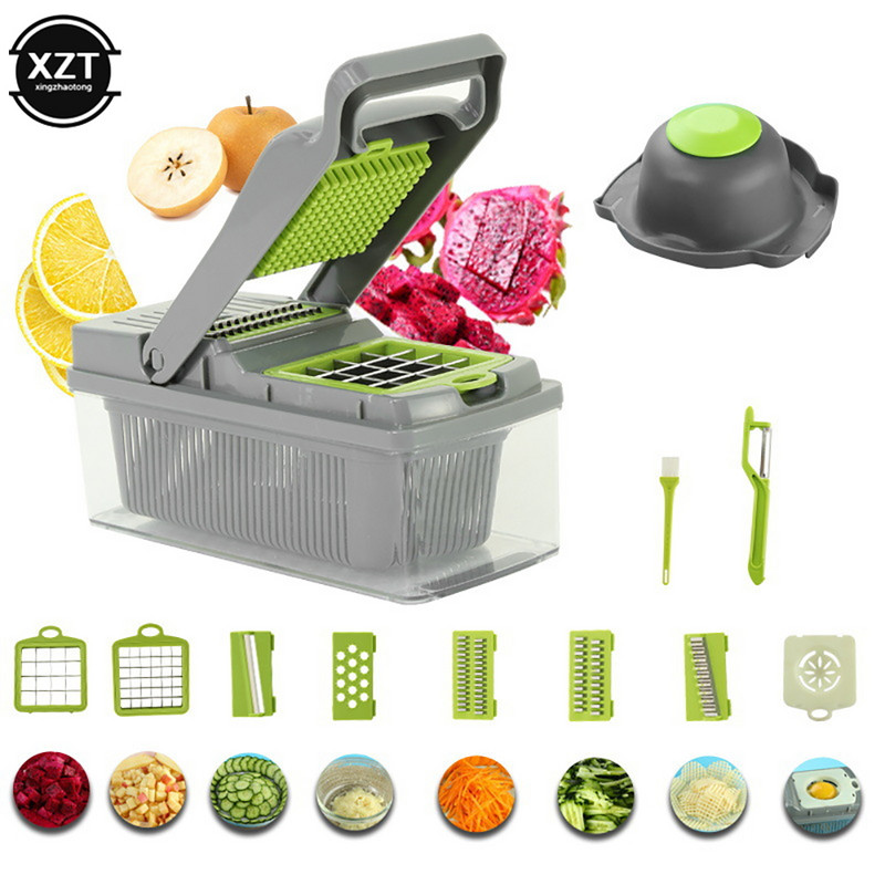 12db/készlet 8 Az 1-ben Multifunkcionális Zöldségvágó Burgonyaszeletelő Sárgarépareszelő Konyhai Kiegészítők Kütyük Acélpenge konyhai eszköz