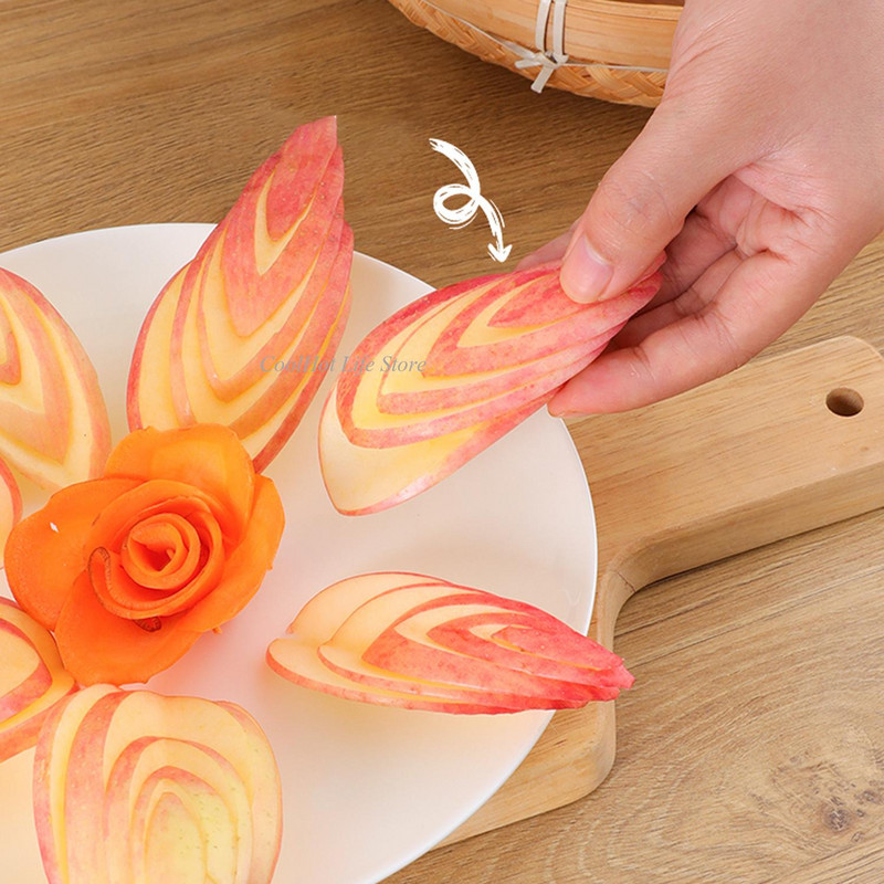 Új gyümölcshámozó rozsdamentes acél háromszög gyümölcsfaragó kés Gyümölcstálal Artifact Csúszásmentes faragó penge konyhai eszköz