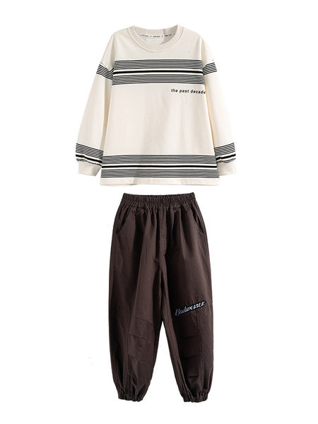 Set casual de pantaloni largi și bluză cu dungi pentru băieți