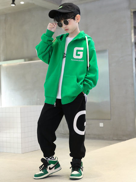 Set casual pentru copii cu cravate si buzunar