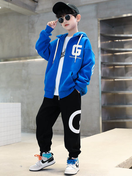 Set casual pentru copii cu cravate si buzunar