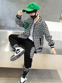 Berniuko margintų kelnių ir švarko komplektas su užtrauktuku