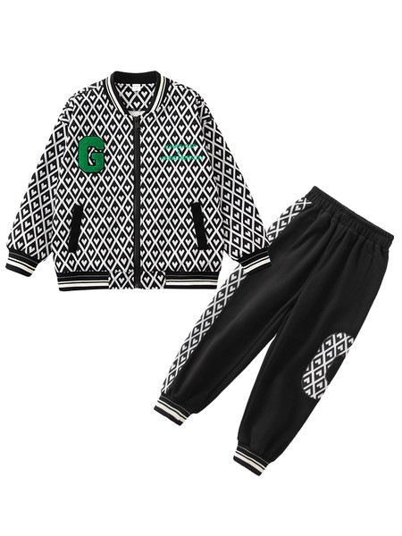 Berniuko margintų kelnių ir švarko komplektas su užtrauktuku