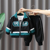 Vaikiškas sportinis kelnių ir striukės komplektas su užtrauktuku berniukams