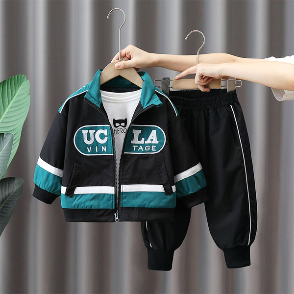 Vaikiškas sportinis kelnių ir striukės komplektas su užtrauktuku berniukams