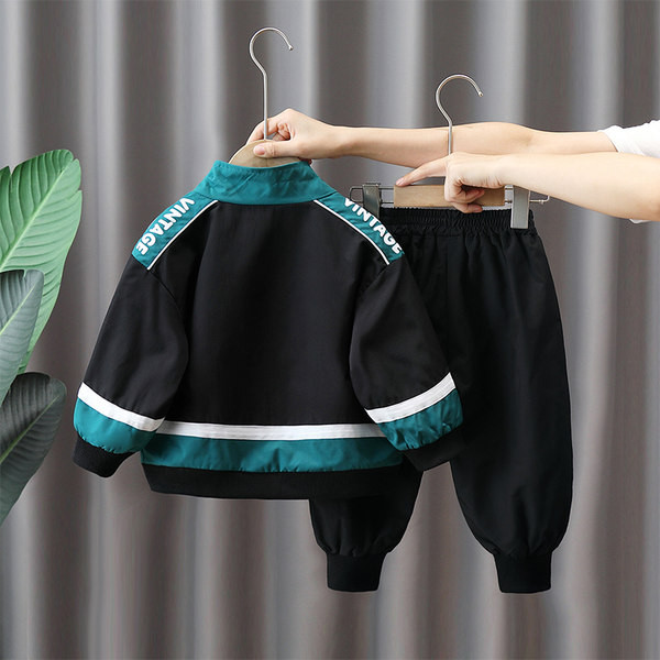 Vaikiškas sportinis kelnių ir striukės komplektas su užtrauktuku berniukams