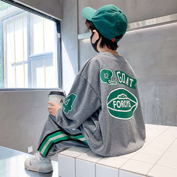 Set casual baieti cu imprimeu si buzunar