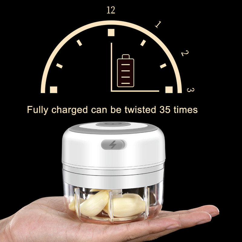 Tocător de legume Tocător de usturoi electric Tocător de tocat ustensile de bucătărie durabile Tocător robust Încărcare USB Mini concasor de chili proaspăt